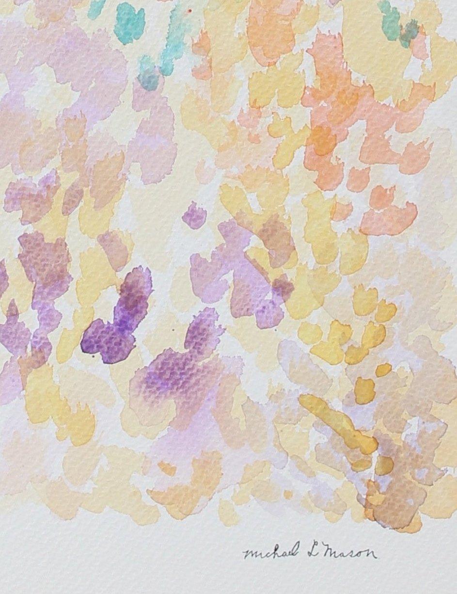 Abstraktes Aquarell, Pastell, Pointillismus, 1963 – Art von Michael L. Mason
