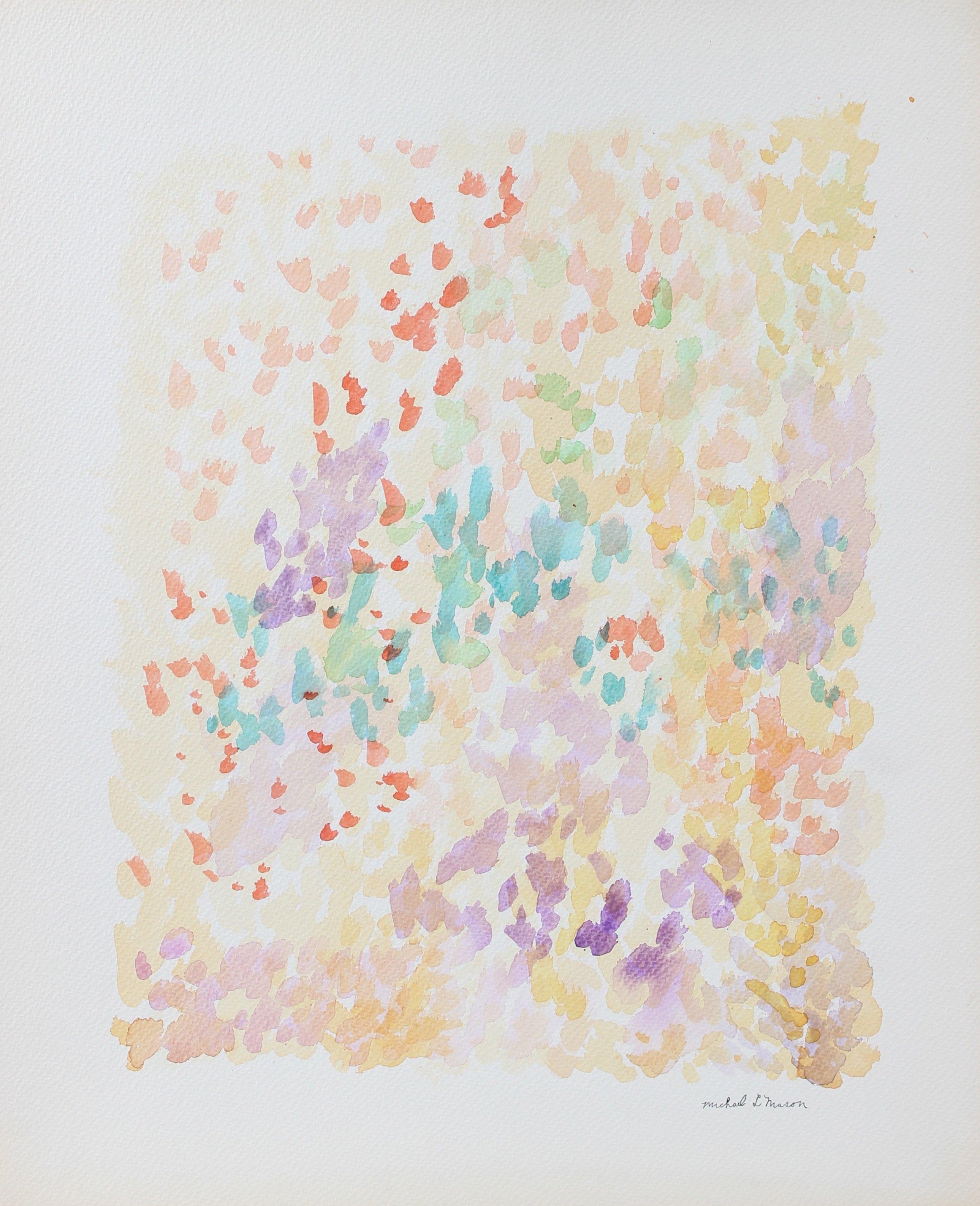 Michael L. Mason Abstract Drawing – Abstraktes Aquarell, Pastell, Pointillismus, 1963