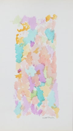 Vertical Pastel Color Field Pattern 1963 Watercolor