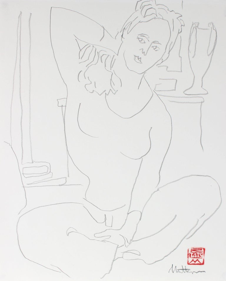 Rip Matteson Figurative Art - Seated Portrait Drawing 20th Century Graphite Drawing