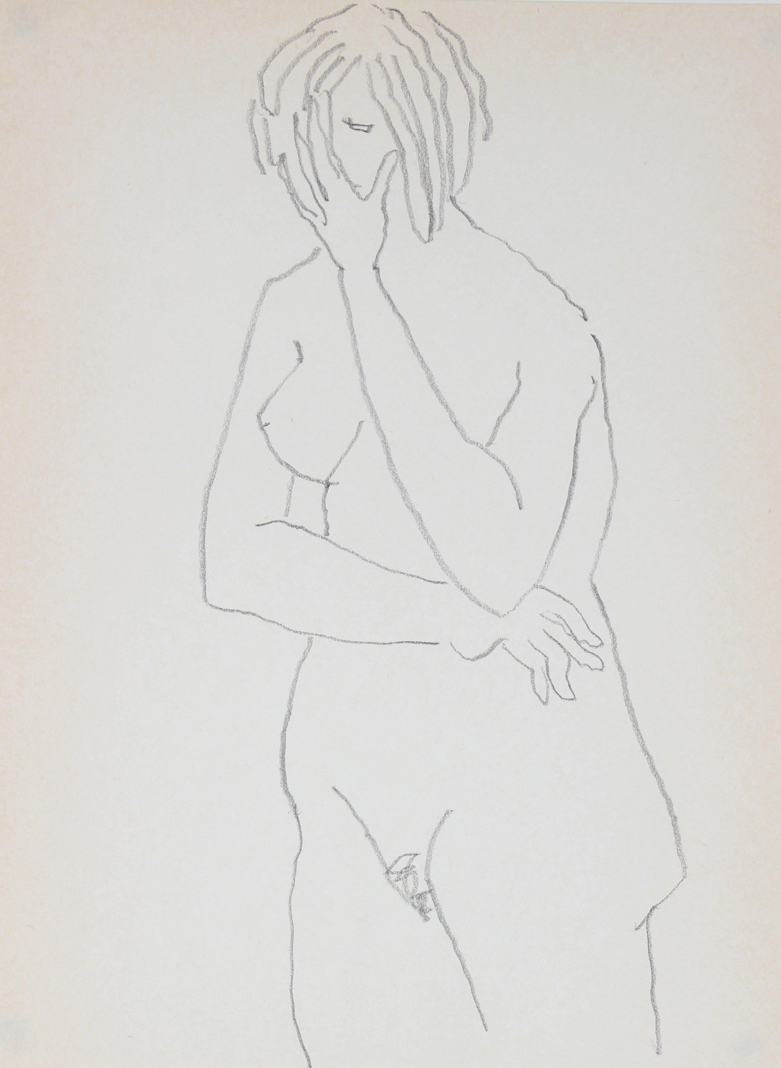 Standing Nude Figure Drawing 1989 Graphite