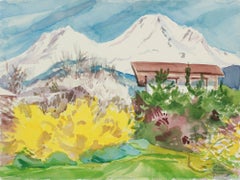 Vintage "Mt. Shastina (left) and Mt. Shasta (right)" April 30, 1999 Watercolor Landscape