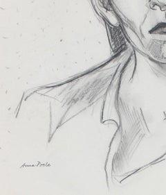 "The Bored" Late 20th Century Charcoal and Graphite Portrait Drawing