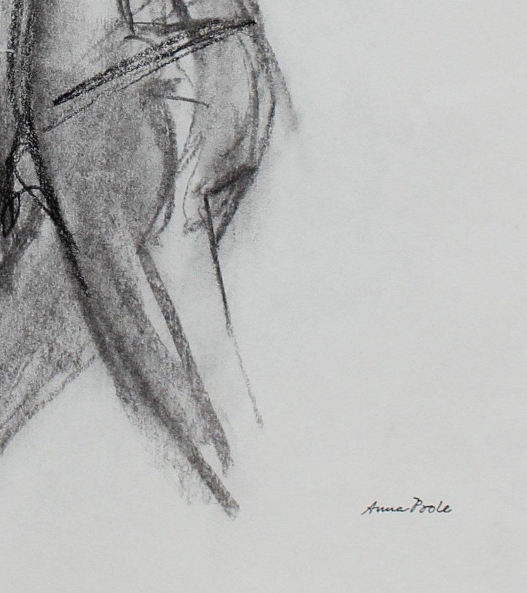 Nude Figure Study Late 20th Century Charcoal Drawing - Art by Anna Poole