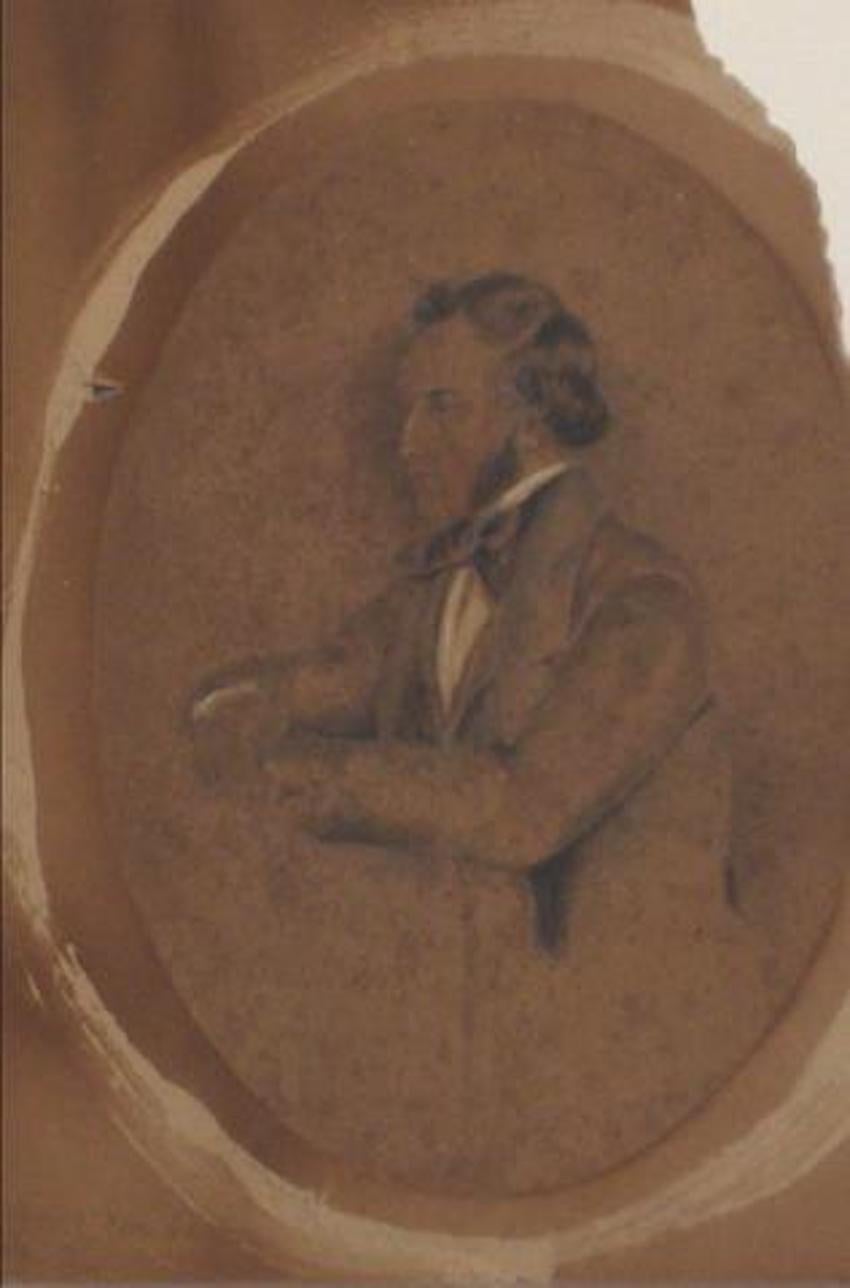 Seated Gentleman Portrait Study Graphite, Early-Mid 1800s - Art by James Ramsay