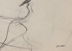 Loose Sketch of a Girl 20th Century Charcoal