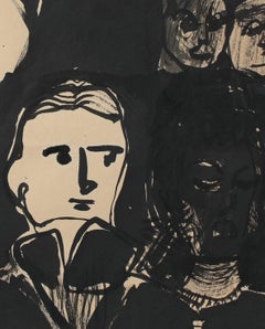 Monochromatic Ink Figures Mid-Late 20th Century
