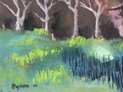 "Landscape with Mountains" 1944 Gouache Scene