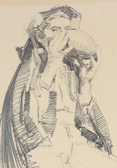 Study of a Parisian Man, Charcoal Drawing, Circa 1905