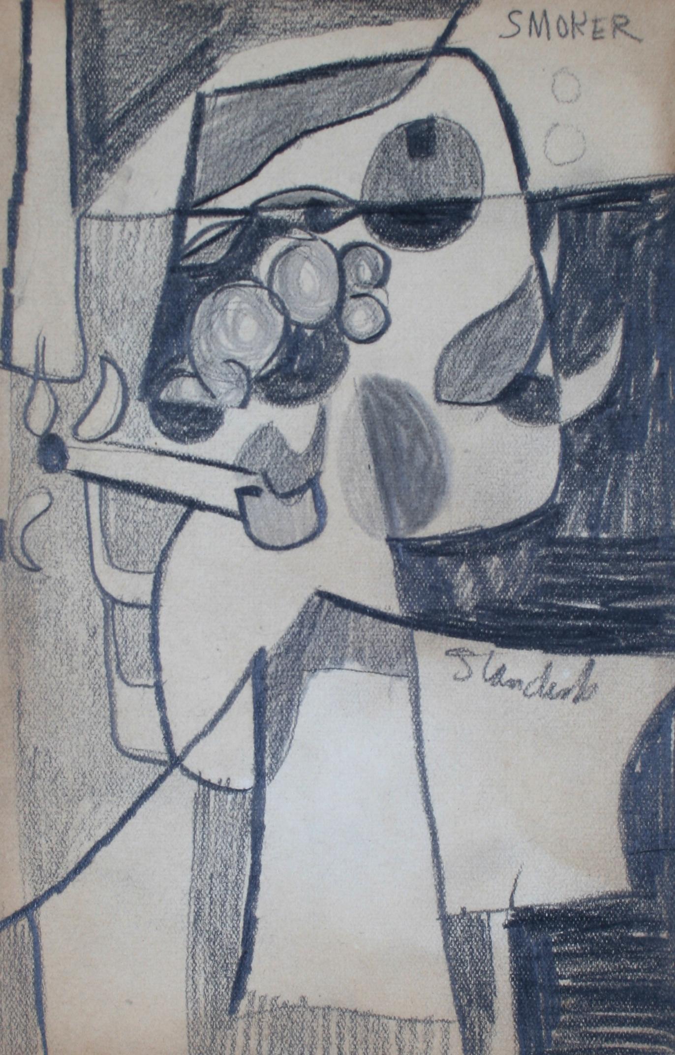 Schuyler Standish Abstract Drawing - "Smoker" 1960s Graphite 