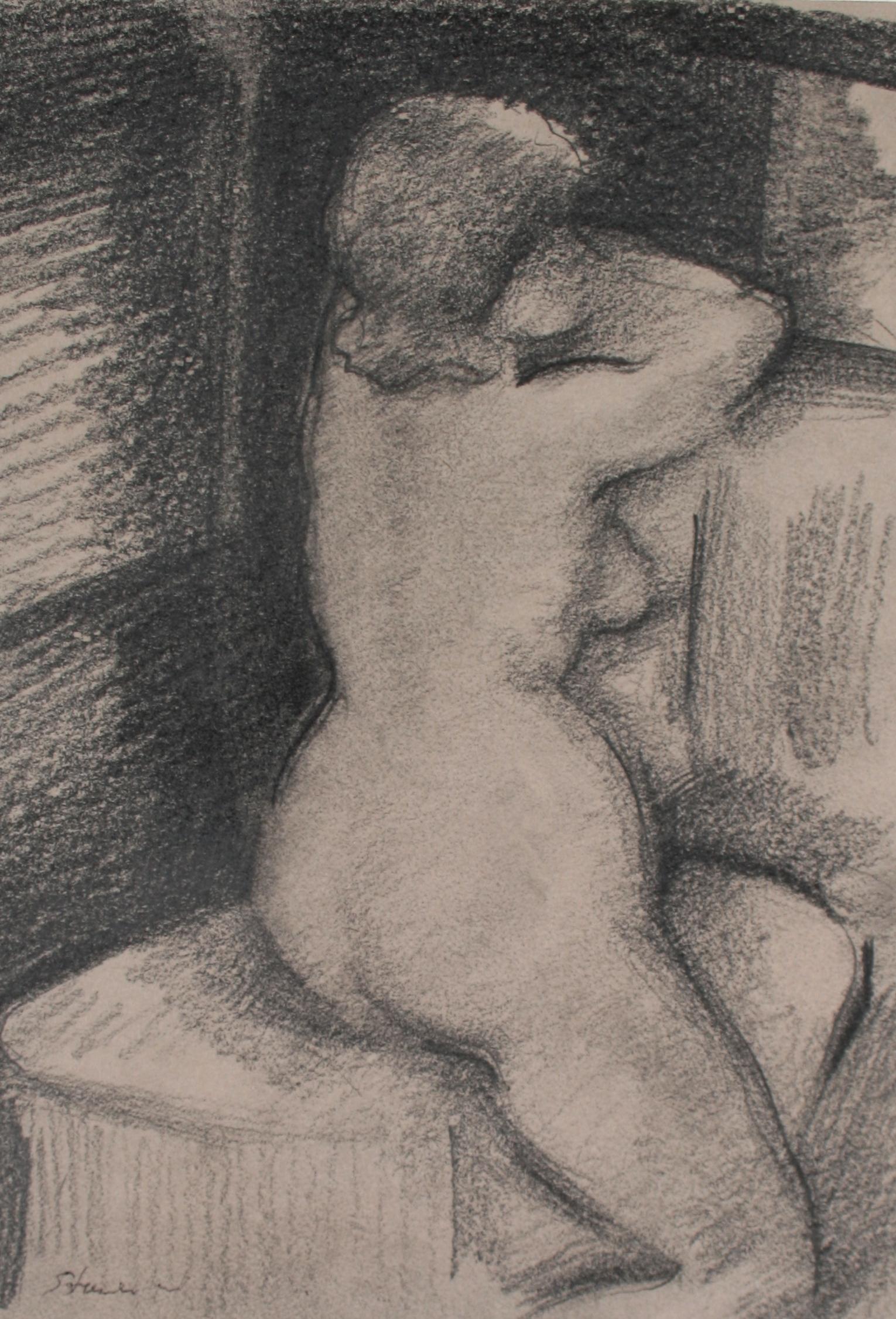 Seated Nude in a Darkened Room Late 20th Century Graphite - Art by Schuyler Standish