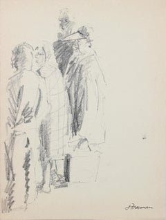 Modernist Sketched Figures 20th Century Graphite
