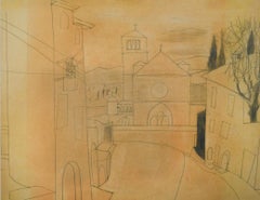 Assisi - 20th Century, Drawing on prepared card by Ben Nicholson