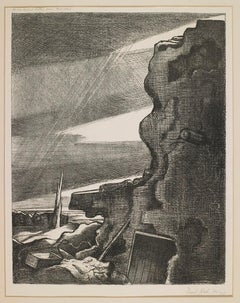 German Double Pill-Box - 20th Century, Lithograph by Paul Nash