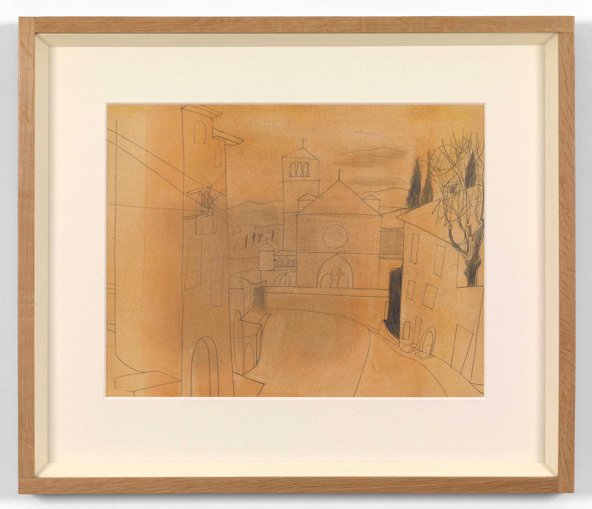 Assisi - 20th Century, Drawing on prepared card by Ben Nicholson 