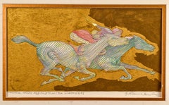 Vintage "Linework Colors and Gold Trials for Winners" Pencil on Paper with Gold Paint