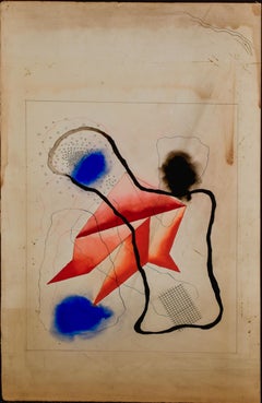 "Abstract" Gouache and Ink on Paper, 14 x 12