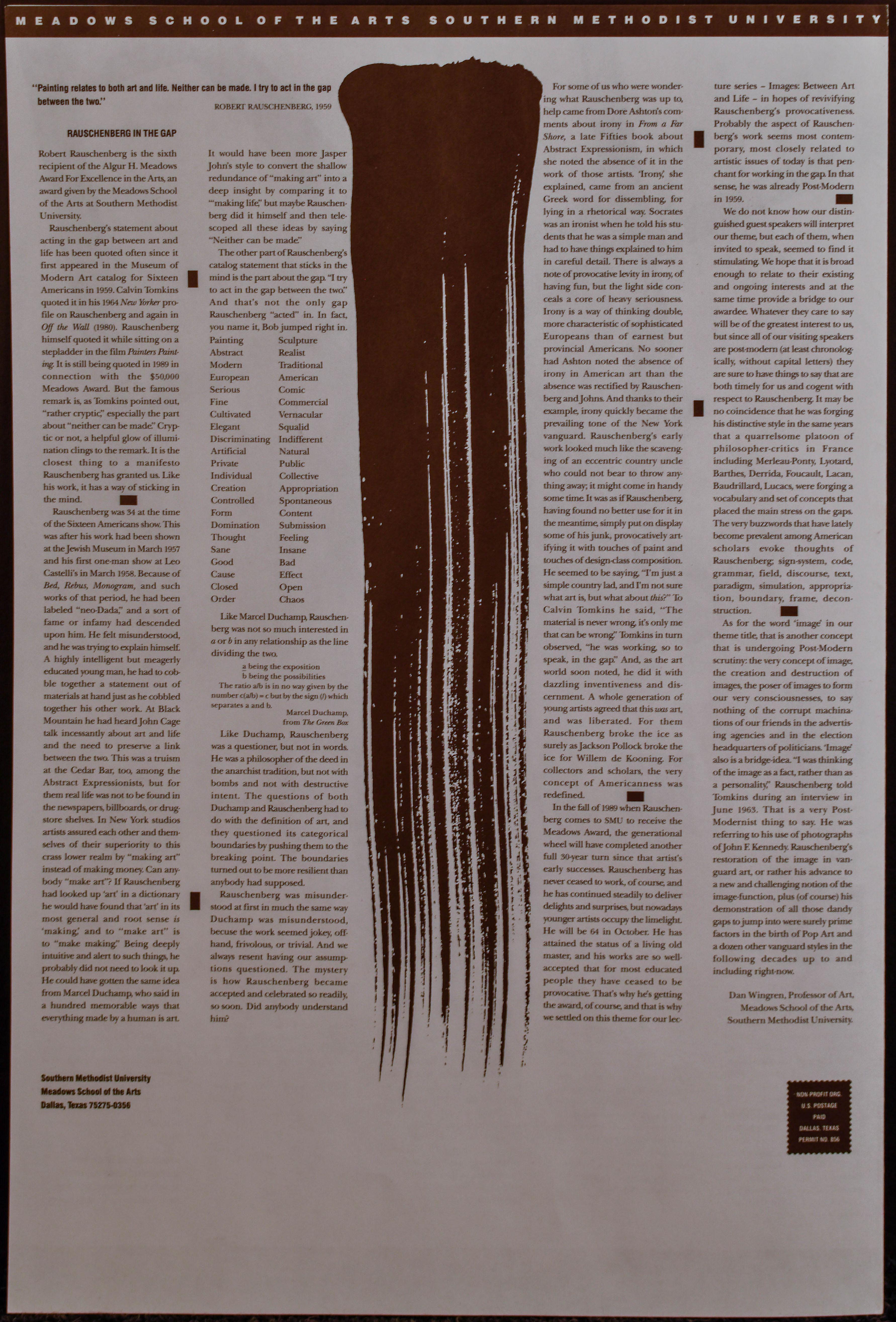 Signiert von Robert Rauschenberg SMU Award 1978