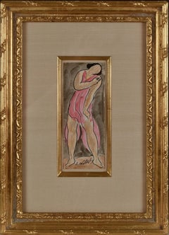 "Isadora Duncan" Watercolor and Pen Ink on Paper 7 x 2 1/2 dancing 