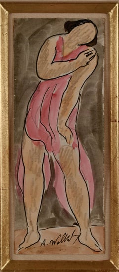 "Isadora Duncan" Watercolor and Pen Ink on Paper 7 x 2 1/2 dancing