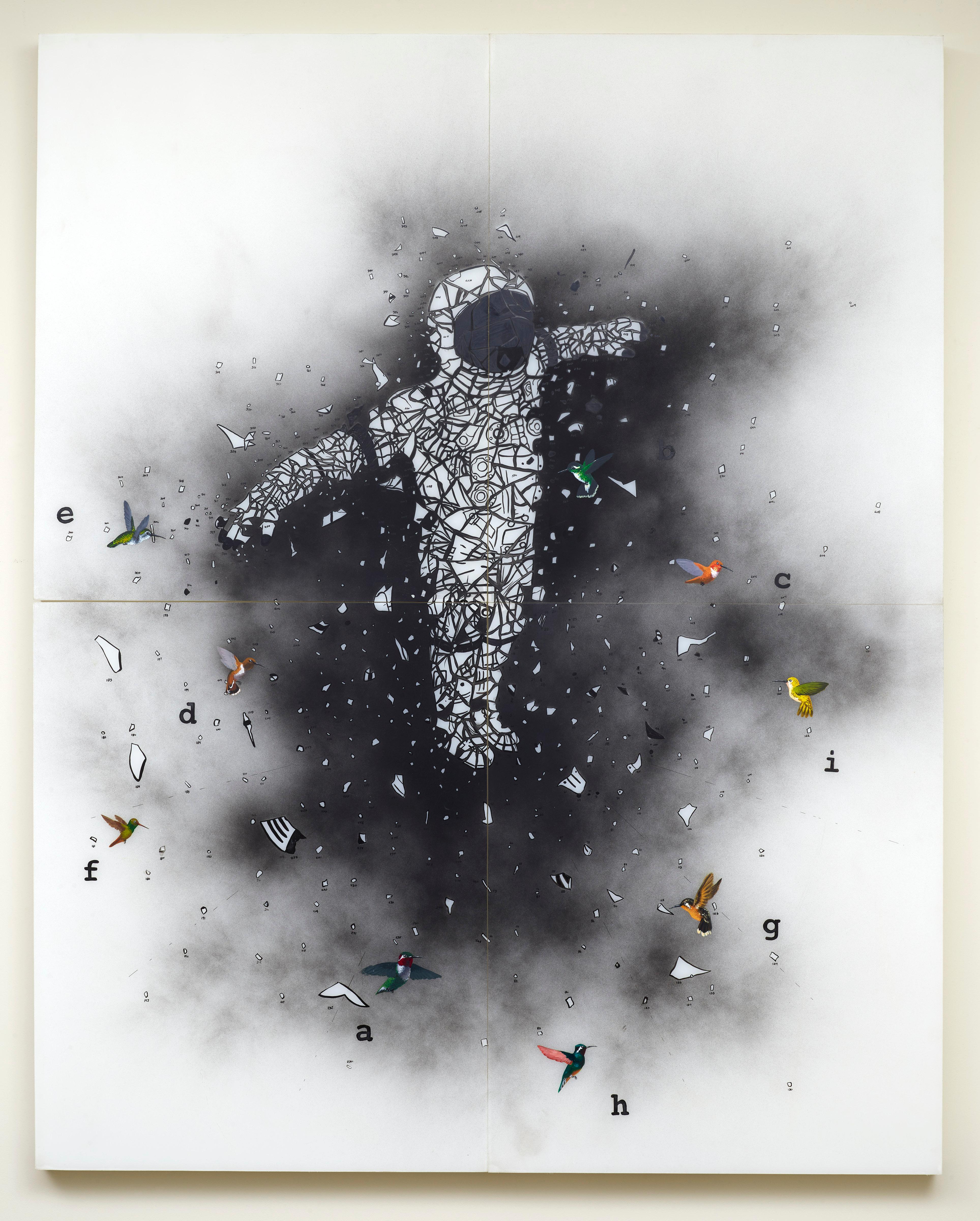 Tavares Strachan Figurative Art - "Expanded - Exploded" 4 piece artwork on mylar