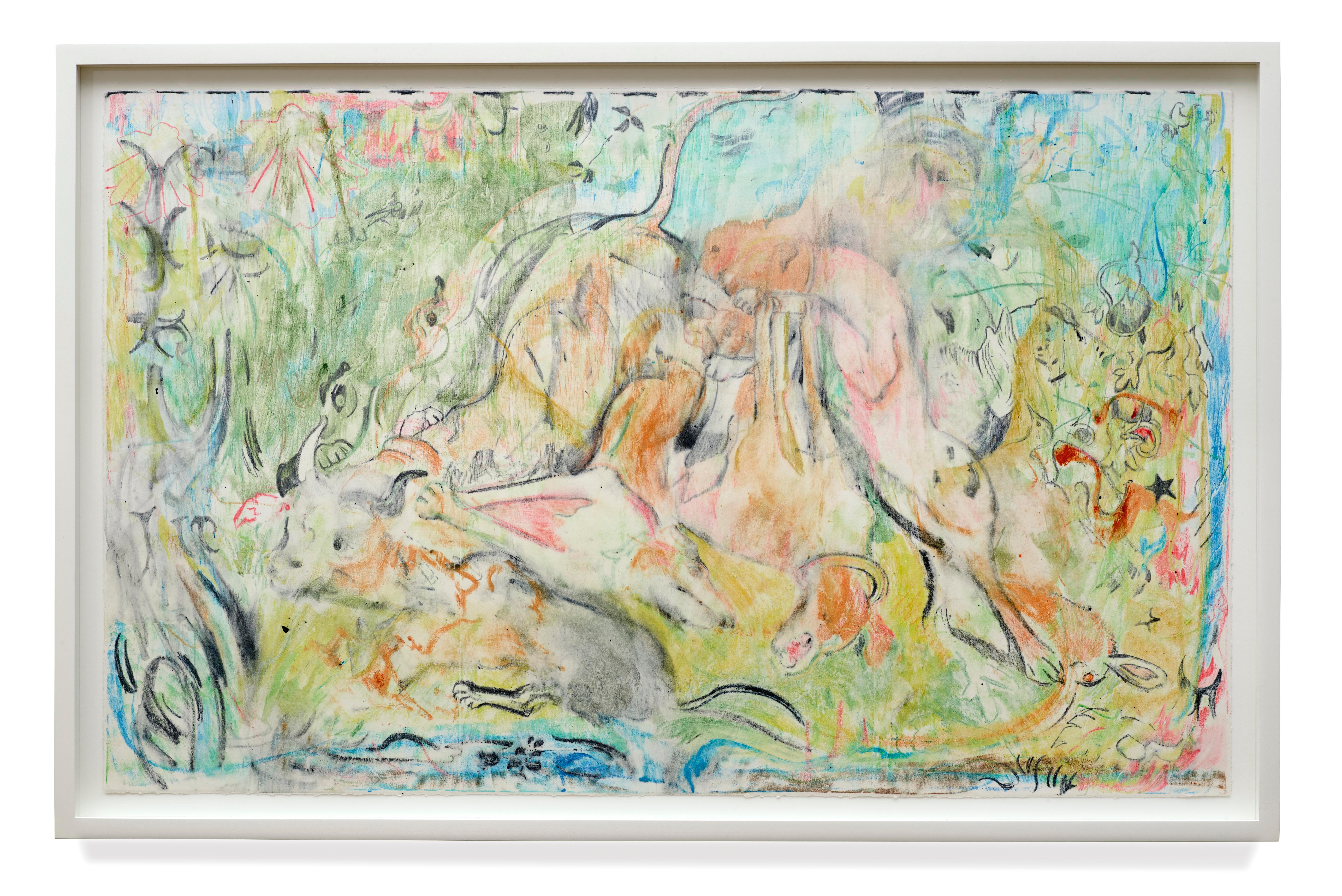 Cecily Brown Abstract Drawing - Untitled (The Calls of the Hunting Hom)