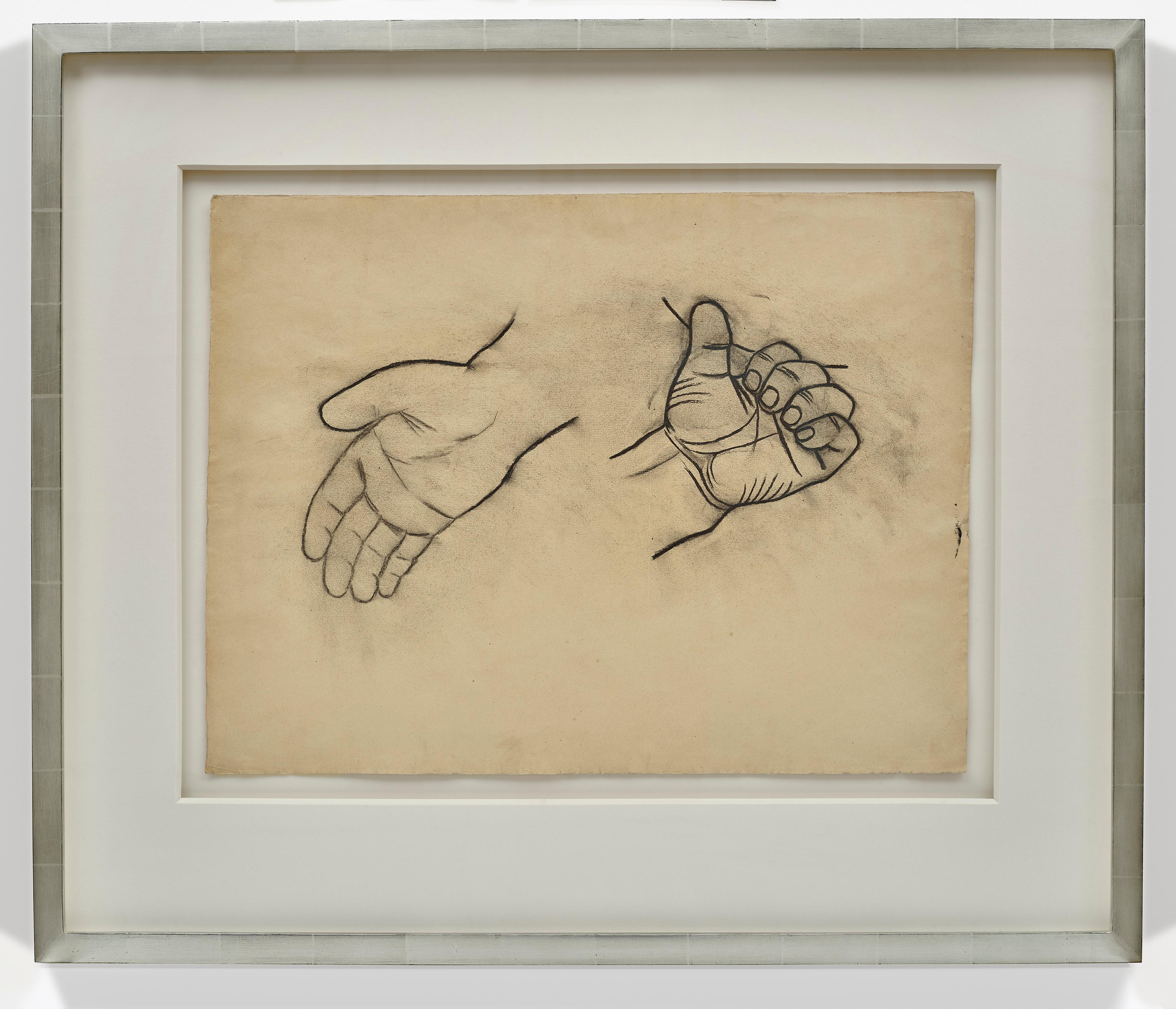 Pablo Picasso Figurative Art - Picasso study in charcoal, "Etude de Mains" (Hands Study)