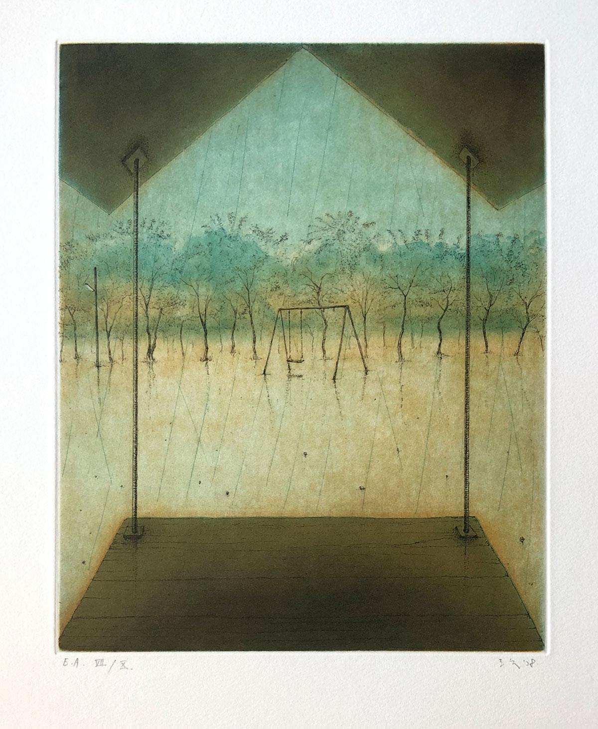 Mitsuo Shiraishi Landscape Print - Le Pluie