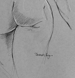 Wander, male nude black conte drawing by Fernando Reyes