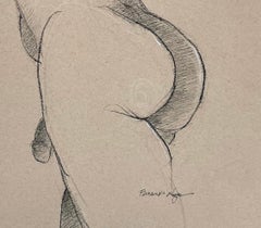 Flight, male nude charcoal drawing by Fernando Reyes