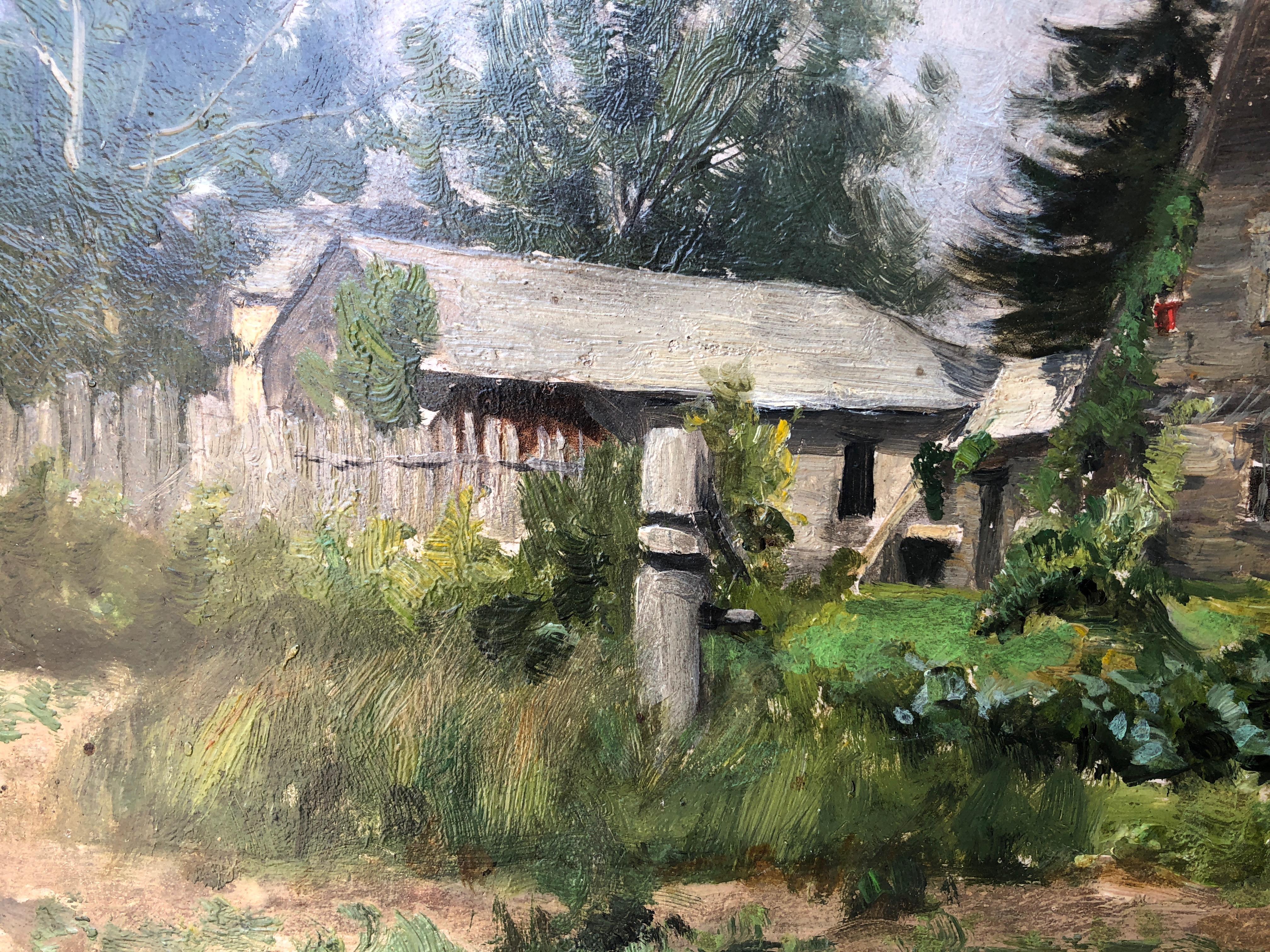 Old Manse, Concord - American Impressionist Painting by Thaddeus Welch