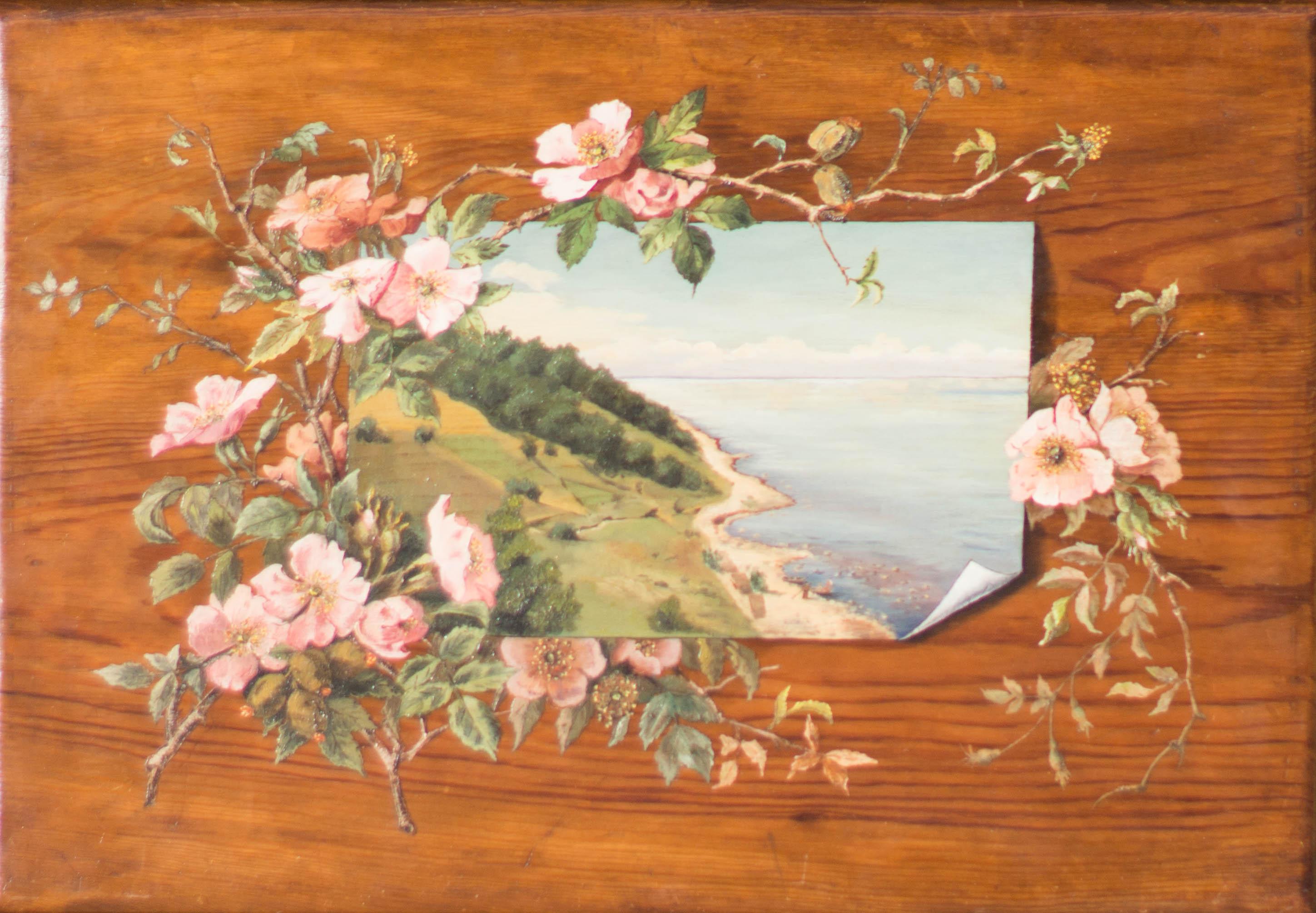 A Trompe L'Oeil Panel - Painting by Unknown