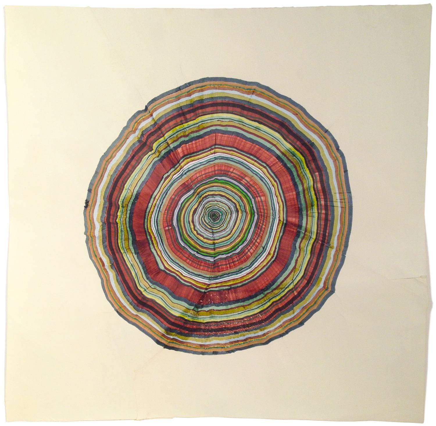 Steven L. Anderson
46 Jahre, 2015
marker und Stift auf Papier
9.5 x 7,5 Zoll

Die Tree Rings-Kunstwerke werden auf Papier hergestellt, das zerrissen und wieder zusammengesetzt, zerkratzt und geschliffen wird. Anderson beginnt in der Mitte und