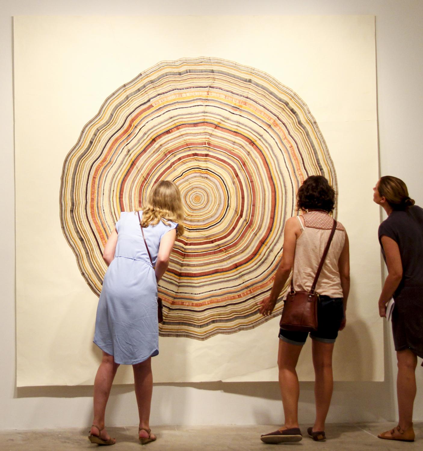 Steven L. Anderson
162 Years, 2015
marker and pen on paper
60 x 60 inches

The Tree Rings artworks are made on paper which is torn and reassembled, scratched, and sanded. From there, they are built in perhaps the same way that trees grow: starting
