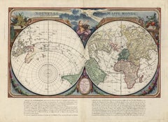 Antique Nouvelle Mappe Monde, dediee au progres de nos connoissances.