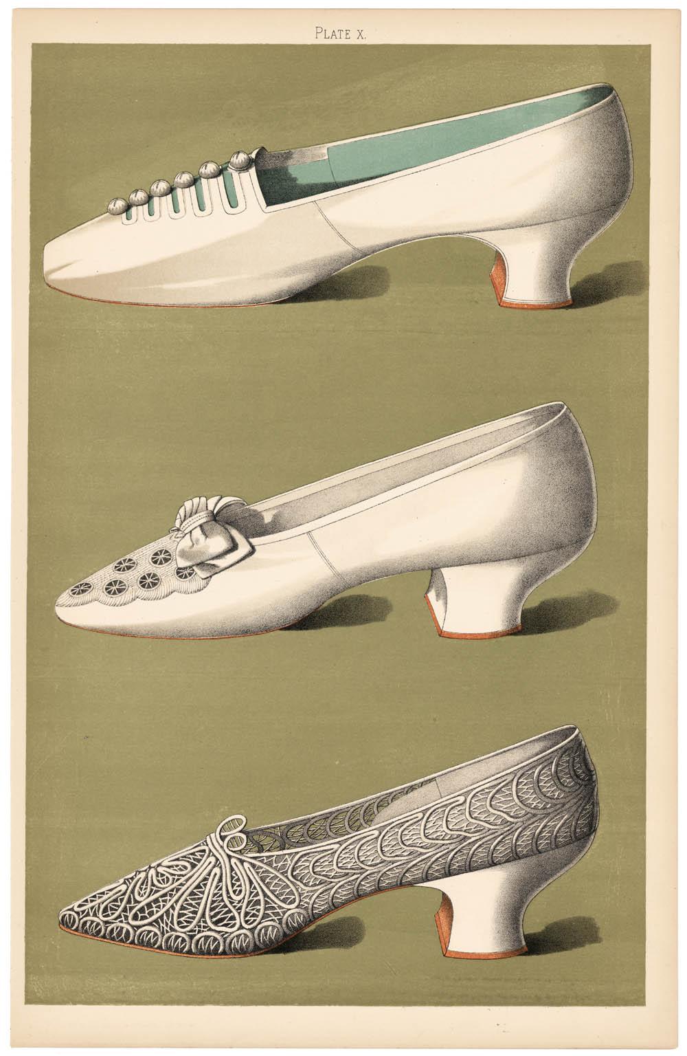 T. Watson Greig Print – Damenkleid Schuhe.  Tafel X.