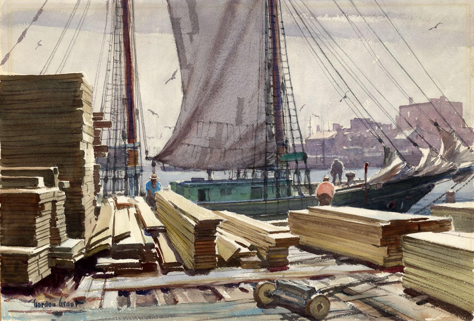 Gordon Grant Landscape Art - The Lumber Wharf