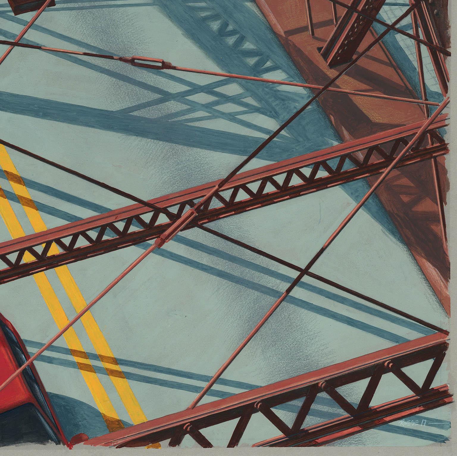 Serie 833 CLE: Ponte rosso con auto.

L'artista contemporaneo Thomas Steele, ispirato dal paesaggio industriale delle acciaierie, dai cantieri ferroviari, dai dettagli architettonici e dai quartieri urbani che lo circondano, ha creato una serie di