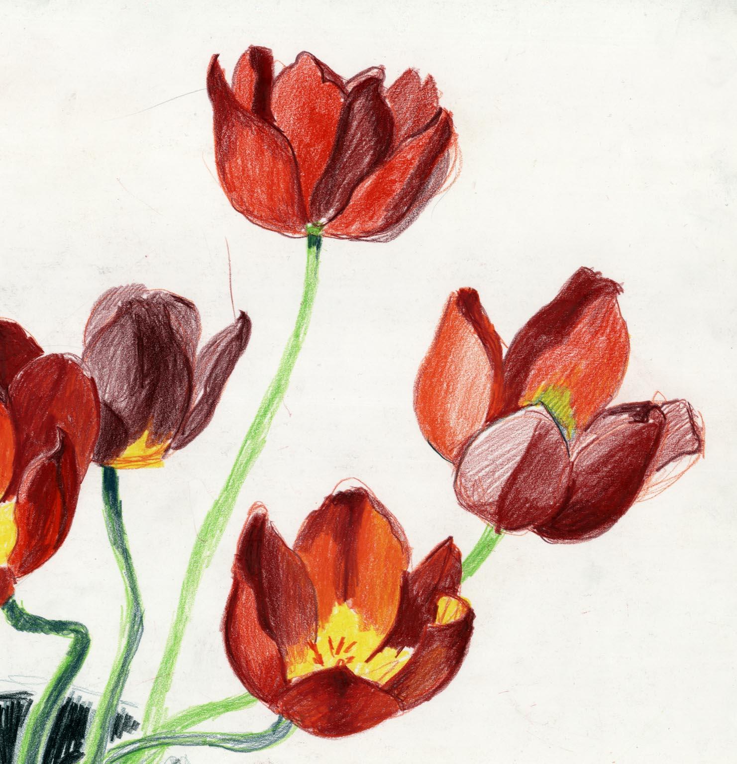 Red Tulips - Contemporary Art by Emilio Sanchez