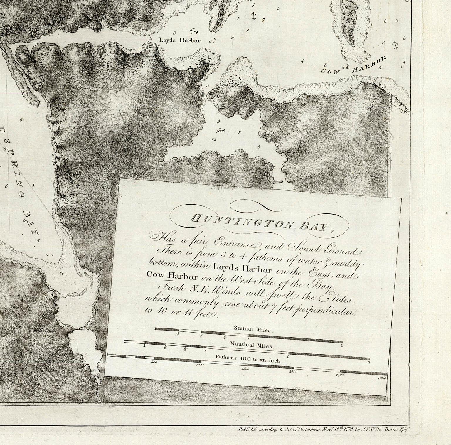 Hell Gate / Oyster Bay and Huntington / Huntington Bay - Naturalistic Print by J. F. W. Des Barres