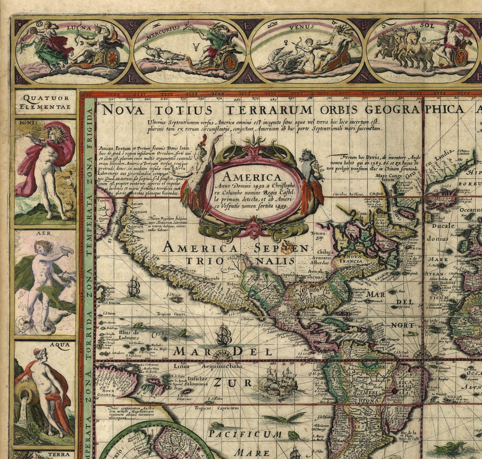 Nova Totius Terrarum Orbis Geographica Ac Hydrographica Tabula - Autres styles artistiques Art par Pieter van den Keere (also, Kaeius)