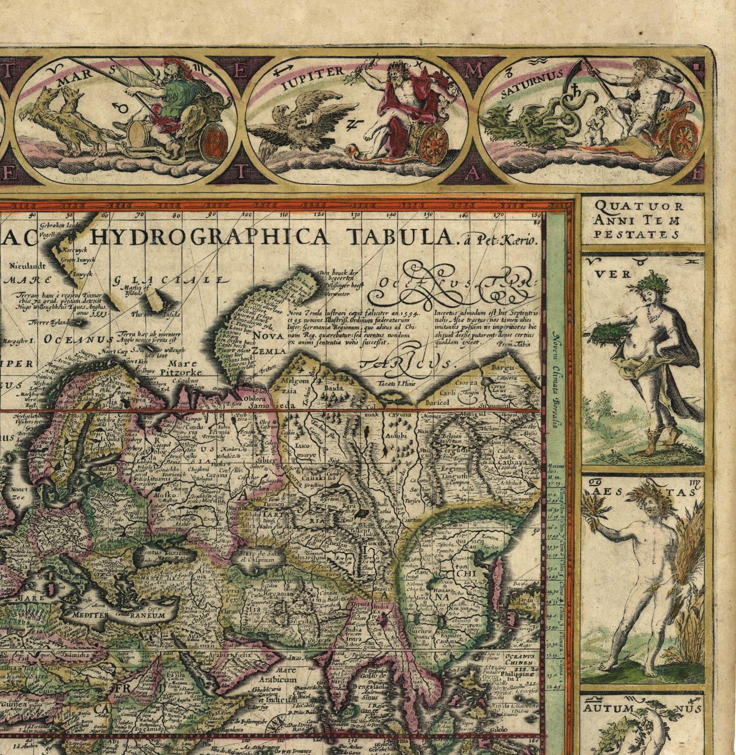 Nova Totius Terrarum Orbis Geographica Ac Hydrographica Tabula - Other Art Style Art by Pieter van den Keere (also, Kaeius)