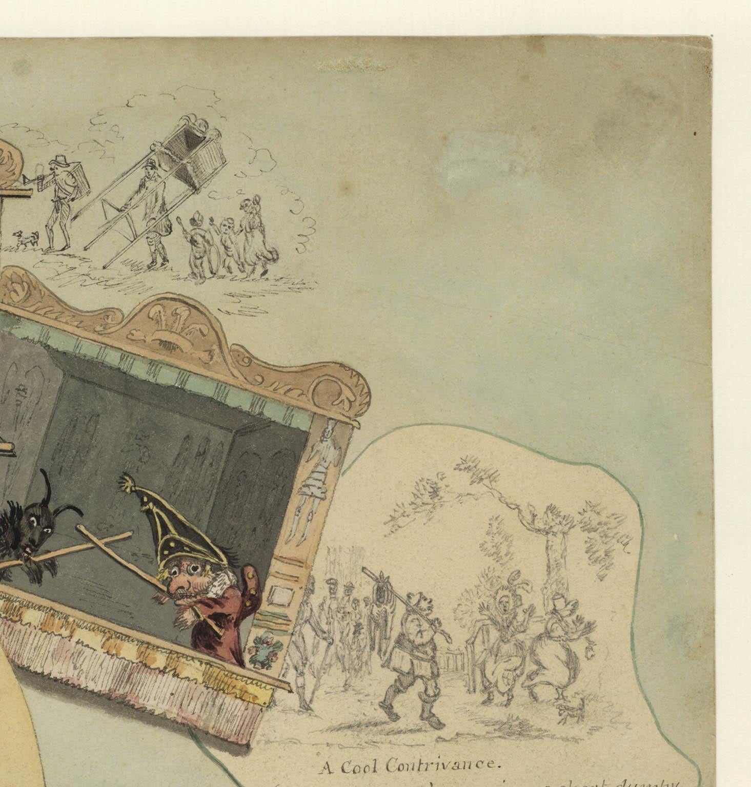 Trompe l'oeil.  [Punch and Judy].
Watercolor and drawing, undated, circa 1830.  Paper size 10.25 x 14
