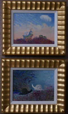 A Pair of Paintings of Snails