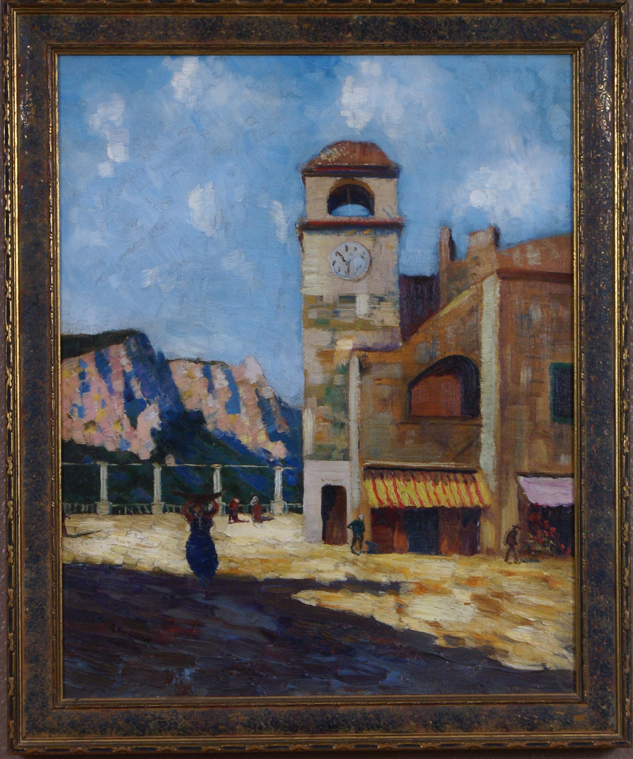 R. Van Cleave Landscape Painting - Clock Tower in Capri