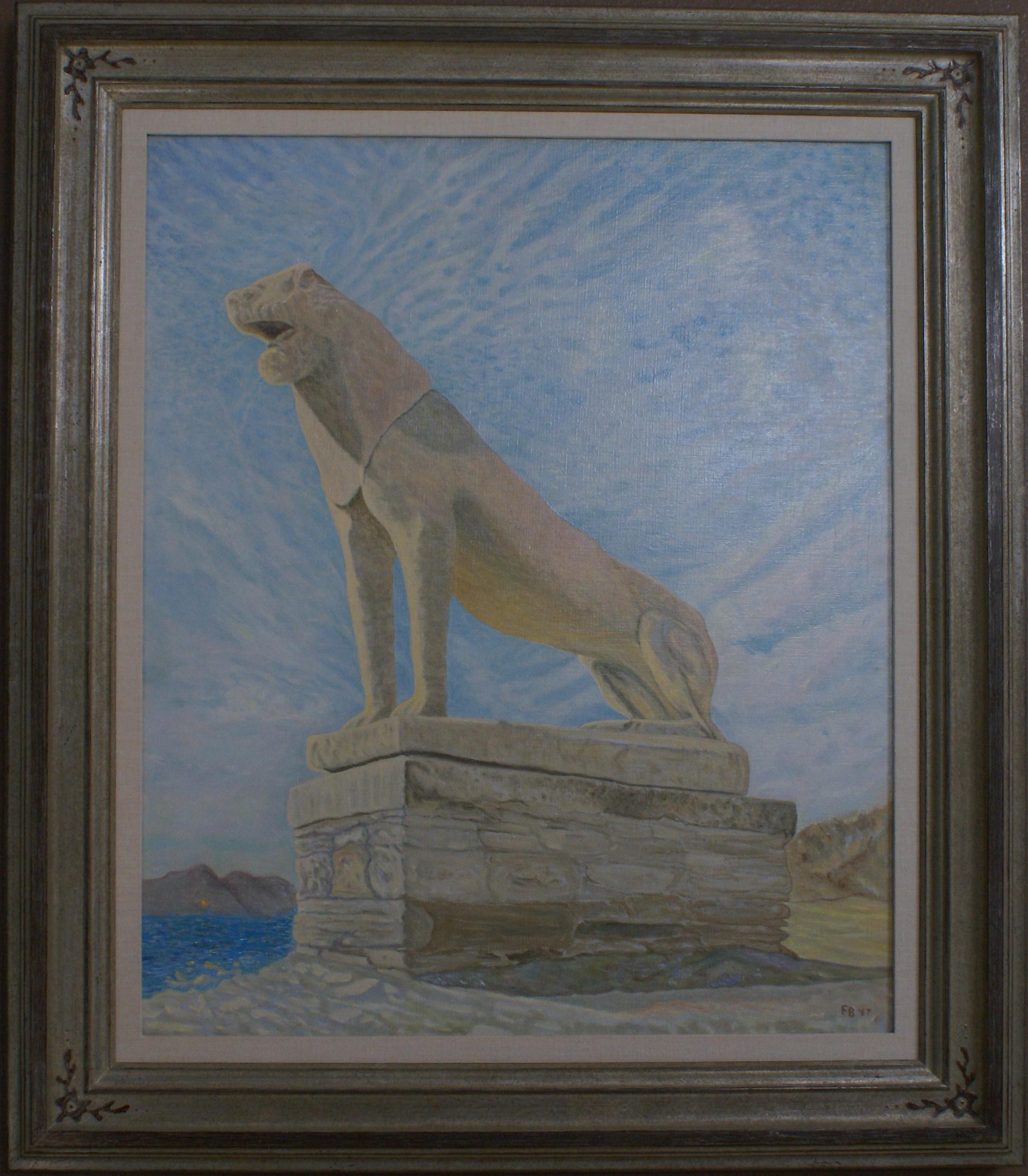 Freeman Baldridge Landscape Painting - Lion of Delos