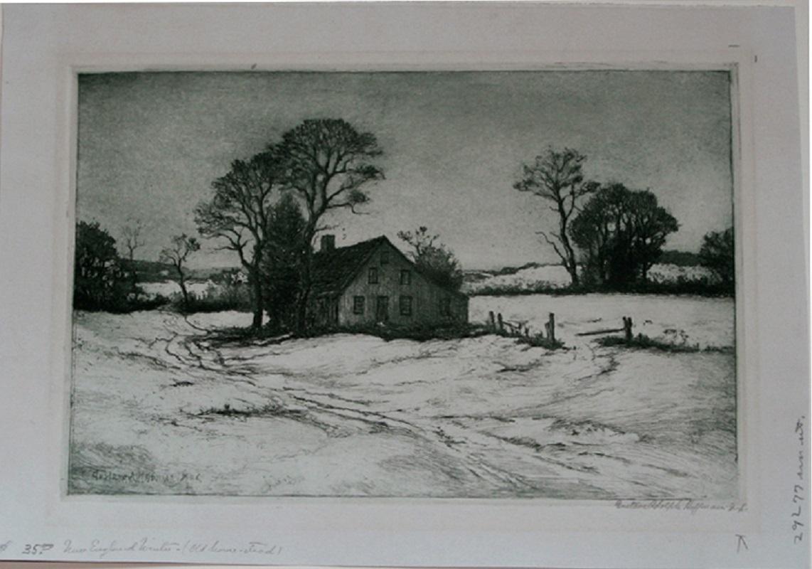 L'inverno del New England: La vecchia fattoria. - Print di Gustave Adolph Hoffman