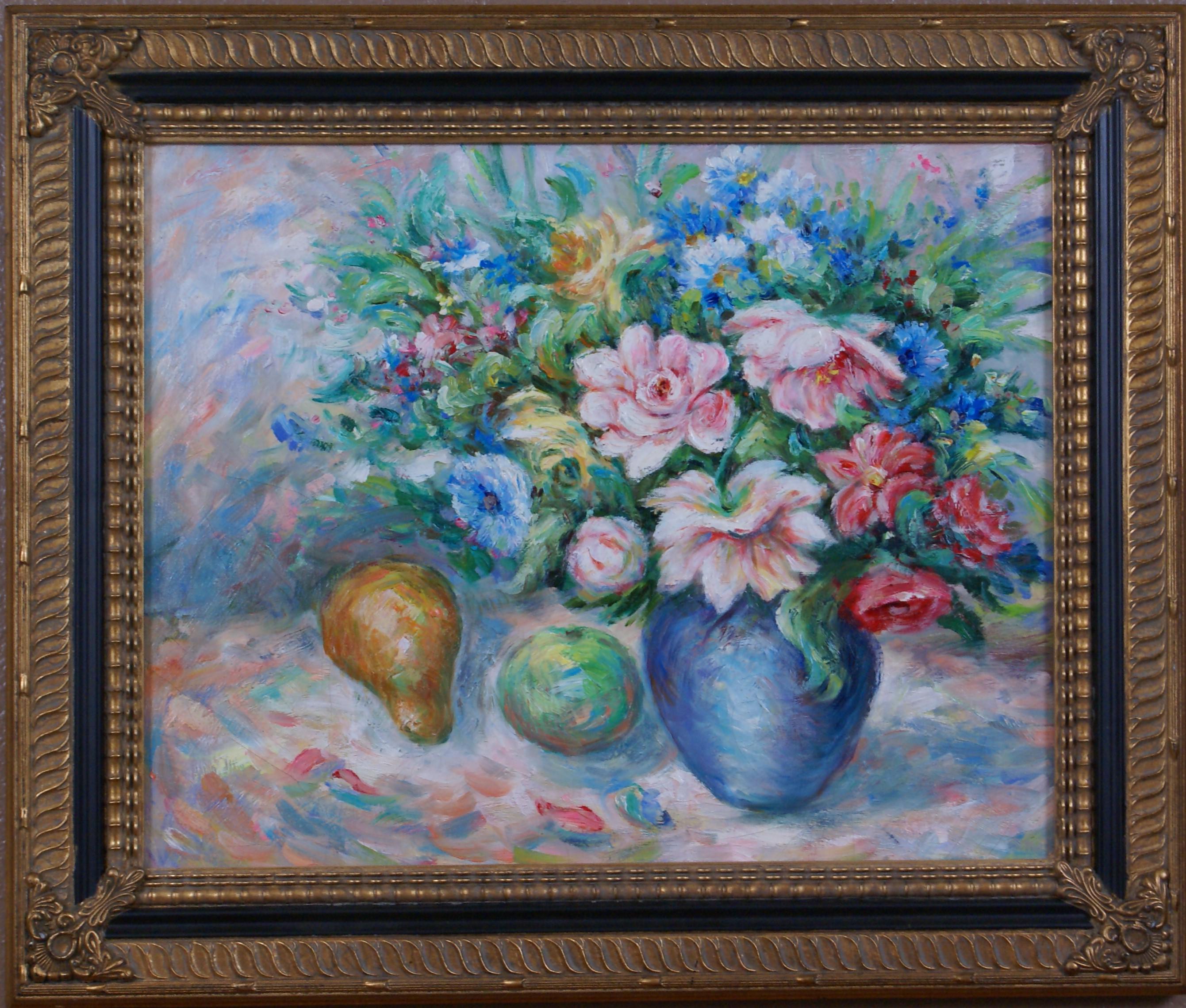 Pair of Floral Still Life Paintings For Sale 1