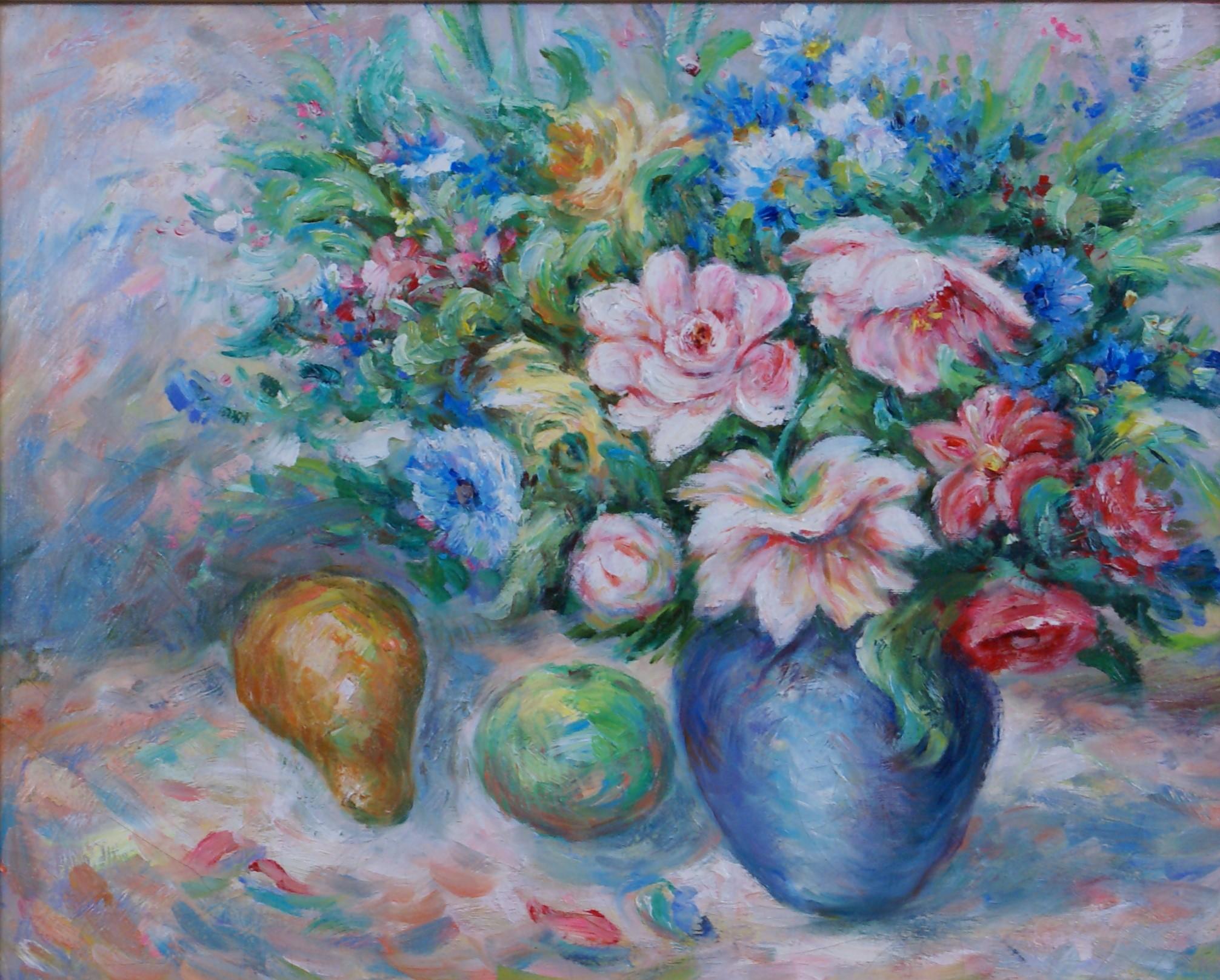 Pair of Floral Still Life Paintings For Sale 2