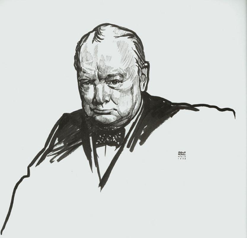 Alfred Kloke Figurative Print - Winston S. Churchill - Man of the Century.